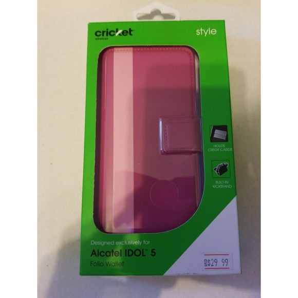 Alcatel IDOL 5 Smartphone Case Cricket Wireless Folio Wallet Cover NIB PINK - Picture 1 of 5
